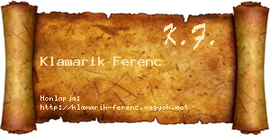 Klamarik Ferenc névjegykártya