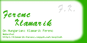 ferenc klamarik business card
